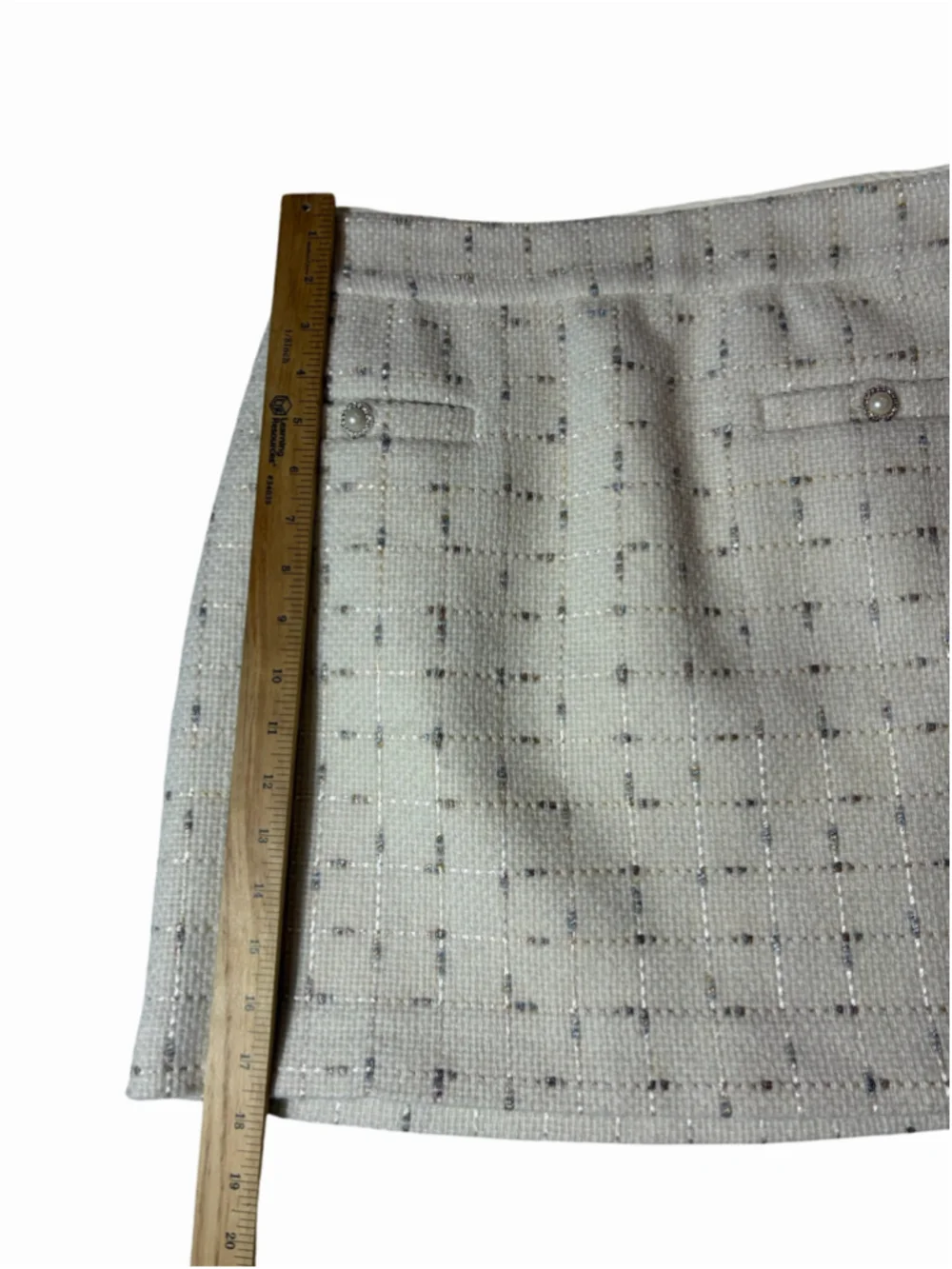 Assignment Womens M Ivory Metallic Tweed Mini Skirt Wool Blend Lined